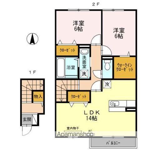 ウェスティ一色 A棟(2LDK/2階)の間取り写真