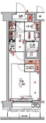 ハーモニーレジデンス東京アーバンスクエア002(1K/2階)の間取り写真