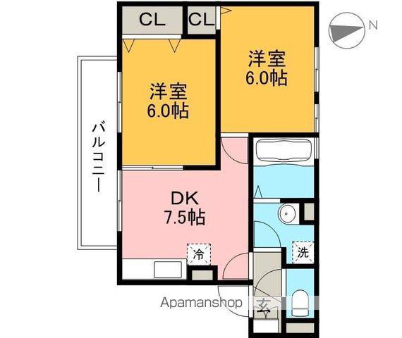 ソシアドミールA(2DK/2階)の間取り写真