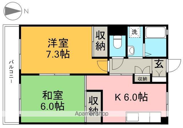 木の丸グリーンハイツ(2DK/4階)の間取り写真