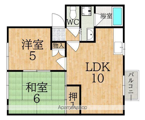C&Y学園前(2LDK/1階)の間取り写真