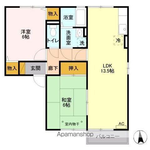 スカイコート野村 A棟(2LDK/1階)の間取り写真