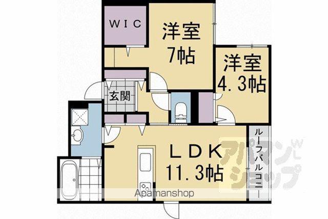 ベルリード MILLESIME寺町(2LDK/2階)の間取り写真