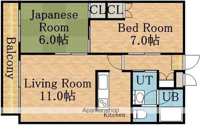 レジデンス14(2LDK/4階)の間取り写真