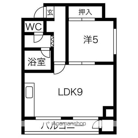 リベルティ大通(1LDK/4階)の間取り写真