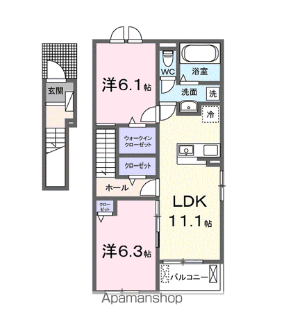門田町アパート(2LDK/2階)の間取り写真