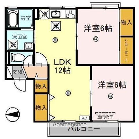 GREEN HILL(2LDK/1階)の間取り写真