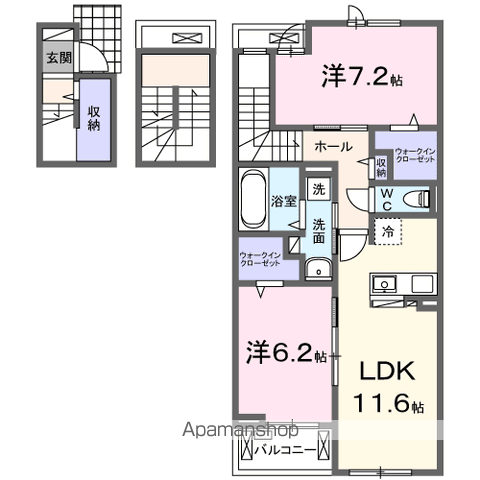 スクエア ヴィラ Ⅰ(2LDK/3階)の間取り写真