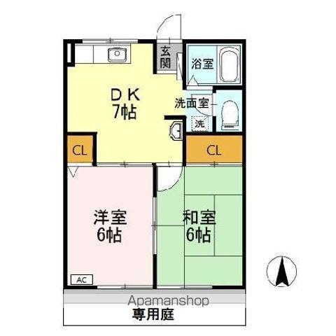 シャルム新浜(2DK/1階)の間取り写真