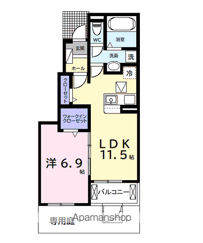 今津朝山アパートⅡ(1LDK/1階)の間取り写真