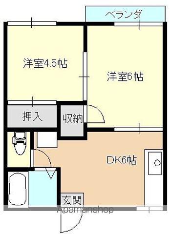 BACE(2DK/2階)の間取り写真