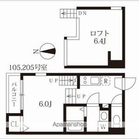 ハーモニーテラス姫宮町(1K/2階)の間取り写真
