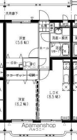エビスマンション(2LDK/4階)の間取り写真