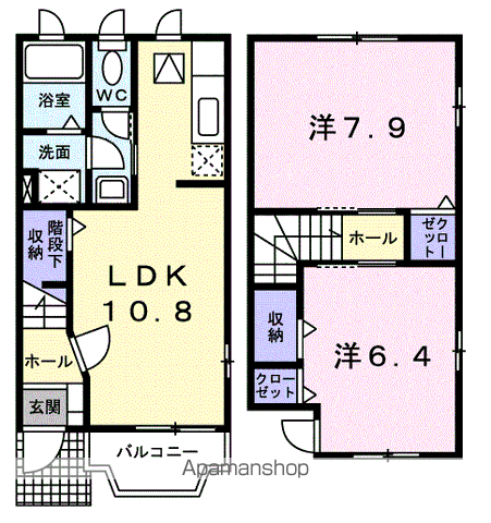 フローラルハイツⅢ(2LDK/1階)の間取り写真