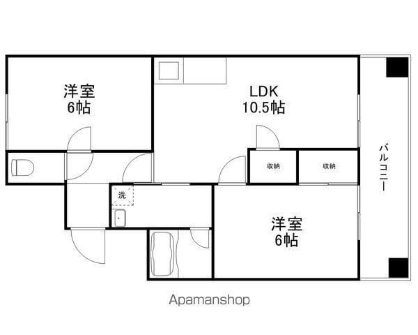 第2松儀ハイツ(2LDK/3階)の間取り写真