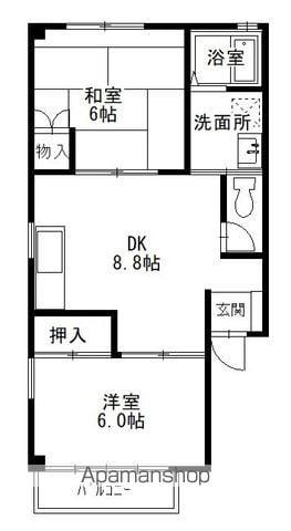 クレール美の浜 C(2DK/1階)の間取り写真
