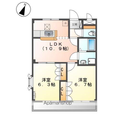 ピア・ウィッシュ(2LDK/1階)の間取り写真