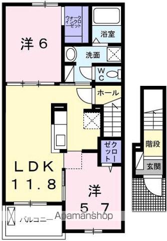 ジュワイユー・ベルⅡ(2LDK/2階)の間取り写真