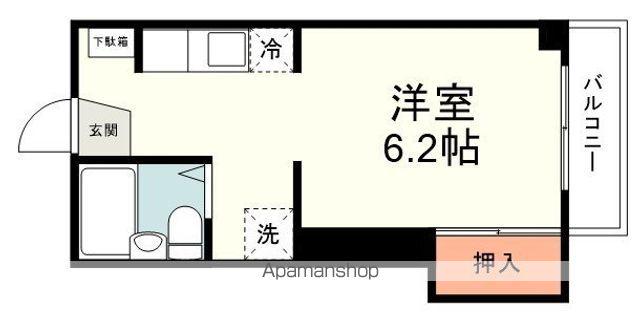 スカイハイツB(ワンルーム/3階)の間取り写真