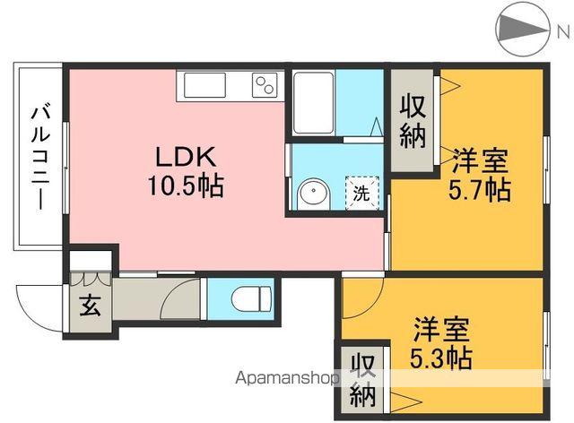 ロココ・モダン舞高(2LDK/1階)の間取り写真