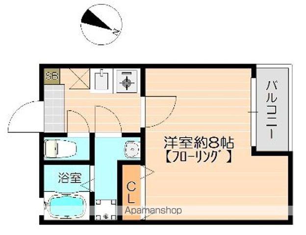 クレフラスト空港北B棟(1K/2階)の間取り写真
