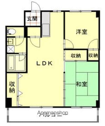 コーポタケショウ(2LDK/3階)の間取り写真