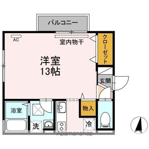 アルファームB棟(ワンルーム/1階)の間取り写真