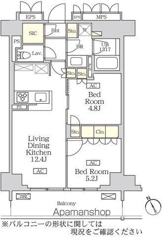 リーフシティ市川ザ・レジデンス(2LDK/4階)の間取り写真