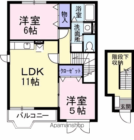 ハイツ ロジュマンA(2LDK/2階)の間取り写真