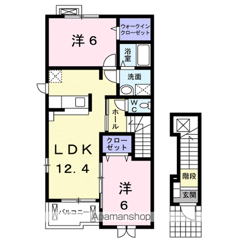 エレガントB(2LDK/2階)の間取り写真