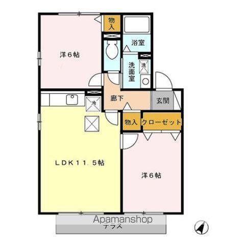 カームヒルズA・B(2LDK/1階)の間取り写真