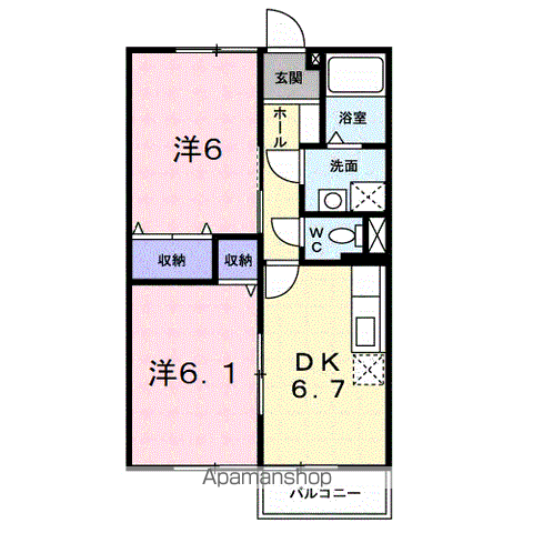 サニーハイツローズ(2DK/2階)の間取り写真
