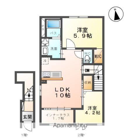 グランヒルズ御前南(2LDK/2階)の間取り写真