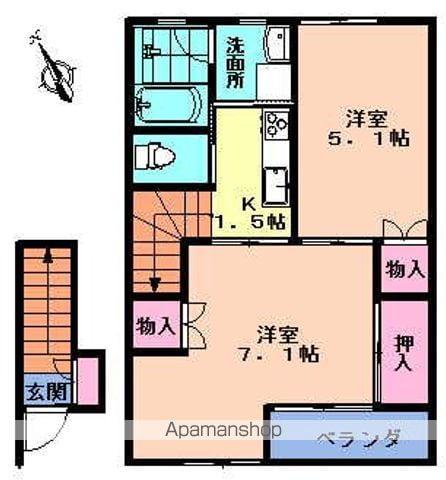 メゾン ド ロシェ(2K/2階)の間取り写真