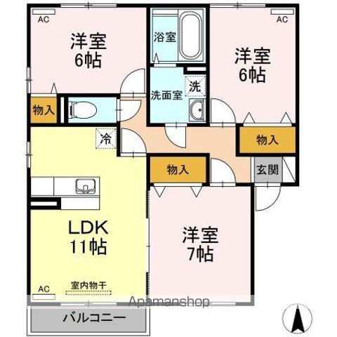 リビングタウン飯岡新田I B棟(3LDK/2階)の間取り写真