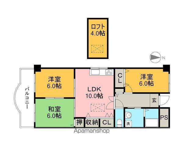 プロムナード万々(3LDK/3階)の間取り写真