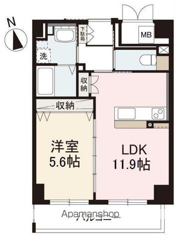 グリンアイル仏生山(1LDK/4階)の間取り写真