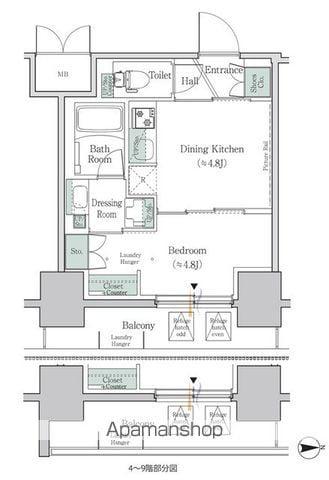 ワンルーフレジデンス板橋大山(1DK/5階)の間取り写真