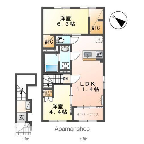 サクラリアン益城(2LDK/2階)の間取り写真