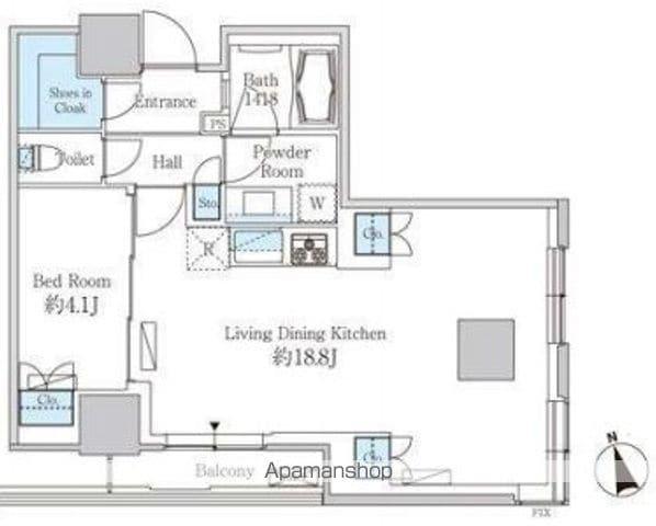 ベルファース芝浦タワー(1LDK/17階)の間取り写真