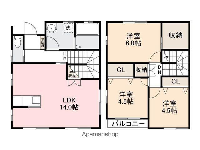 高松琴平電鉄長尾線 林道駅 徒歩6分 2階建 築15年(3LDK)の間取り写真