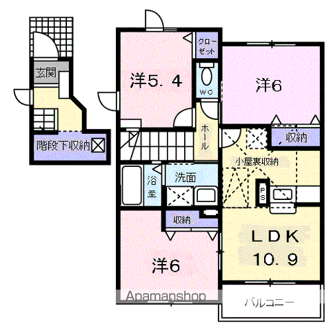 ヴェネット小松原Ⅴ(3LDK/2階)の間取り写真