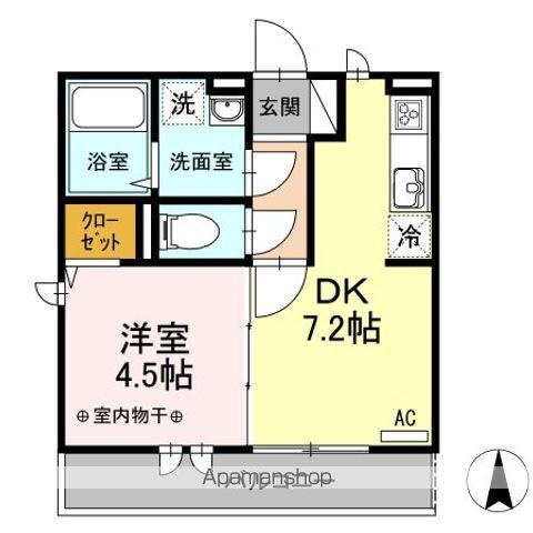 PLUMERIA(1DK/2階)の間取り写真