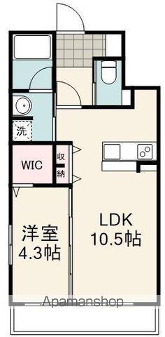 タウンヒルズ草薙(1LDK/4階)の間取り写真