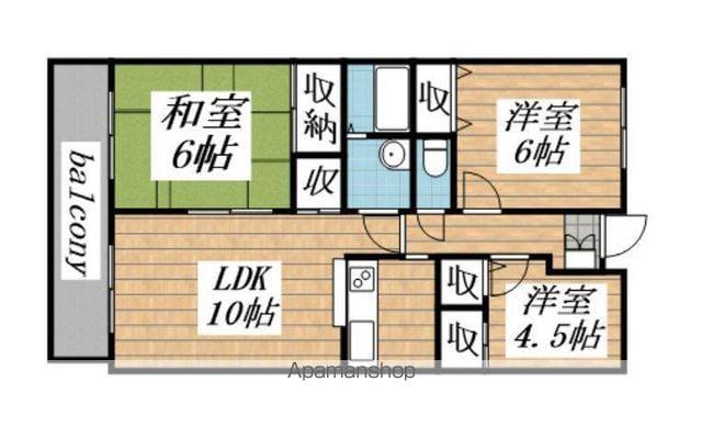 ソシア小野(3LDK/4階)の間取り写真