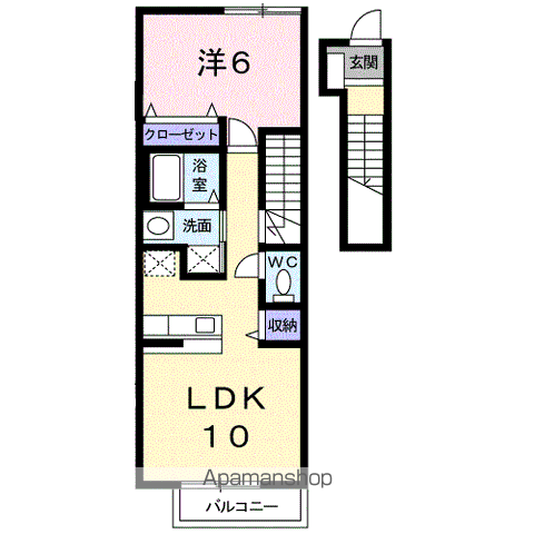 サプリーム2(1LDK/2階)の間取り写真