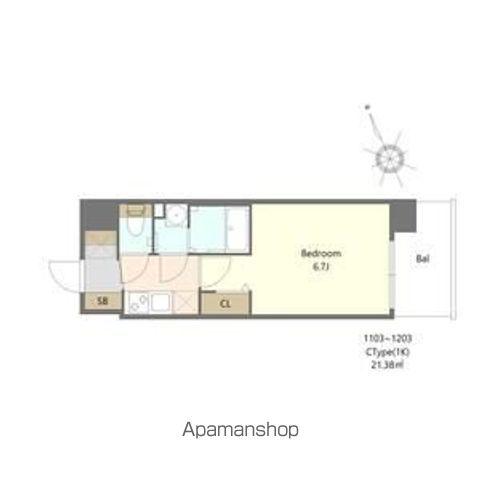 ALIVIS福島海老江(1K/12階)の間取り写真