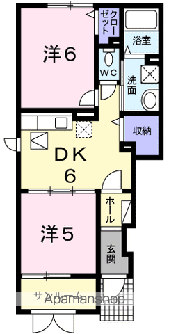 ファインアニメート(2DK/1階)の間取り写真