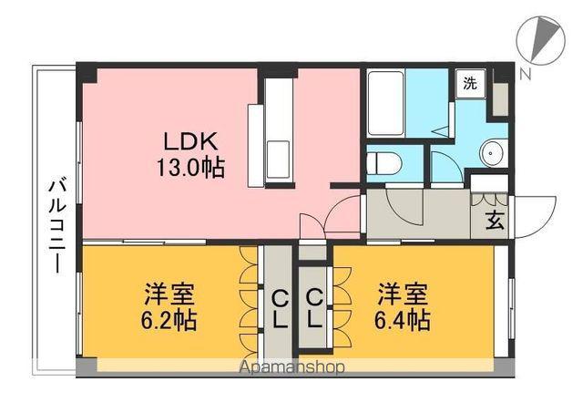 アグア・カリエンテ(2LDK/2階)の間取り写真