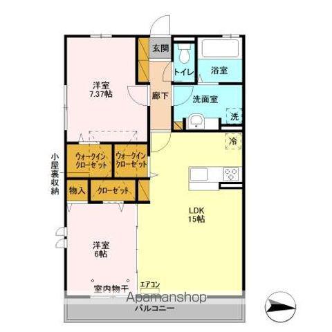 ソレイユ(2LDK/2階)の間取り写真